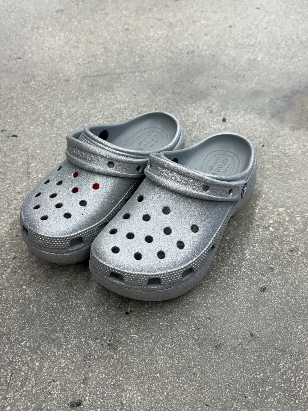 CROCS Silver Glitter Classic Clog